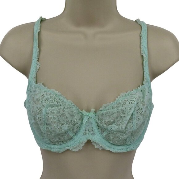 Victorias Secret 32DDD Bra Dream Angels Unlined Demi Mint Green Lace Underwire - Picture 1 of 16